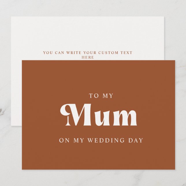 Retro Terracotta To my mum on my wedding day (Front/Back)