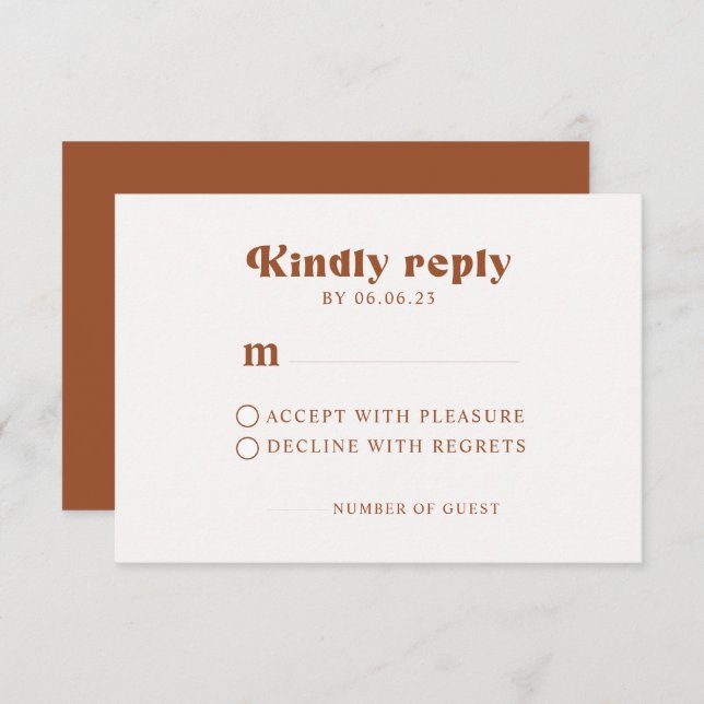 Retro Terracotta Wedding RSVP Card (Front/Back)