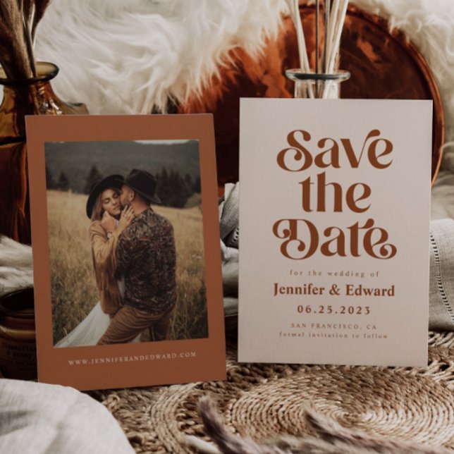 Retro Terracotta Wedding  Save The Date (Creator Uploaded)