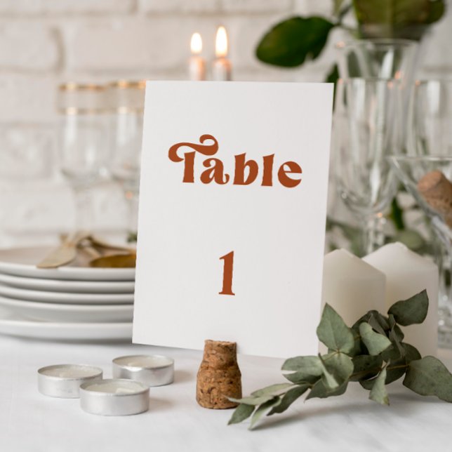 Retro Terracotta Wedding table number (Creator Uploaded)