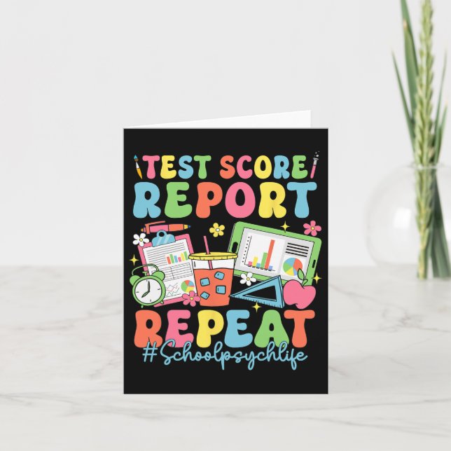 Retro Test Score Report Repeat School Psych Back T Card (Front)