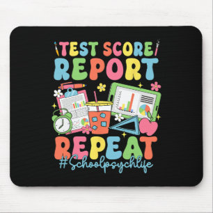 Retro Test Score Report Repeat School Psych Back T Mouse Pad