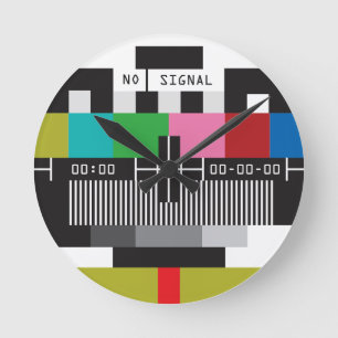 Retro Test Screen, No Signal Wall Clock