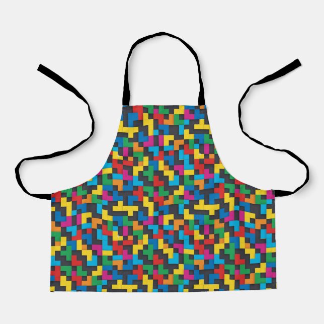 Retro Tetris Blocks Seamless Pattern Apron (Front)