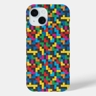 Retro Tetris Blocks Seamless Pattern iPhone 15 Case