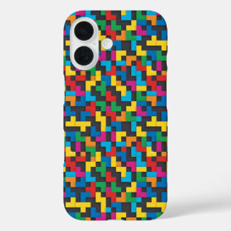 Retro Tetris Blocks Seamless Pattern iPhone 16 Case