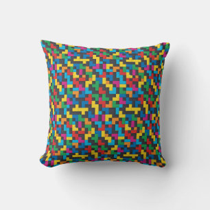Retro Tetris Blocks Seamless Pattern Cushion
