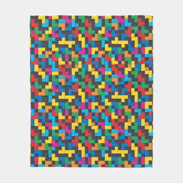 Retro Tetris Blocks Seamless Pattern Fleece Blanket (Front)