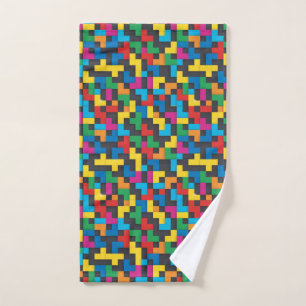 Retro Tetris Blocks Seamless Pattern Hand Towel