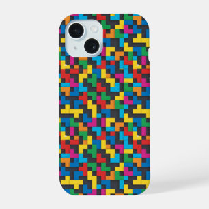 Retro Tetris Blocks Seamless Pattern iPhone 15 Case