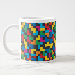 Retro Tetris Blocks Seamless Pattern Large Coffee Mug