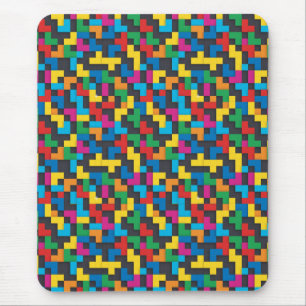 Retro Tetris Blocks Seamless Pattern Mouse Pad