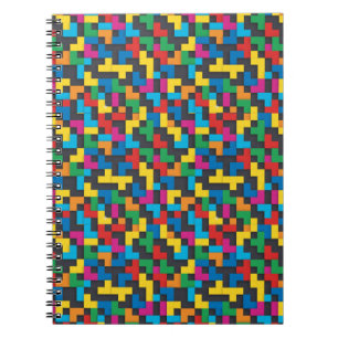 Retro Tetris Blocks Seamless Pattern Notebook