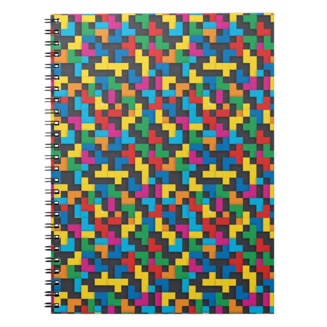 Retro Tetris Blocks Seamless Pattern Notebook (Front)