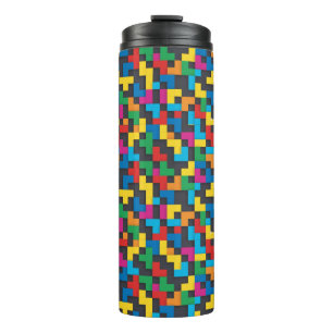 Retro Tetris Blocks Seamless Pattern Thermal Tumbler