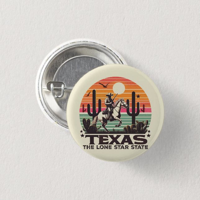 Retro Texas 3 Cm Round Badge (Front & Back)