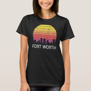 Retro Texas Fort Worth Skyline Vintage Urban Build T-Shirt