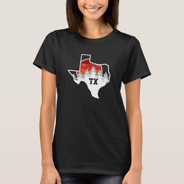 Retro Texas Home State Tx Cool 70s Style Sunset T-Shirt (Front)