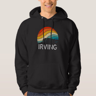 Retro Texas Irving Skyline Vintage Urban Skyscrape Hoodie