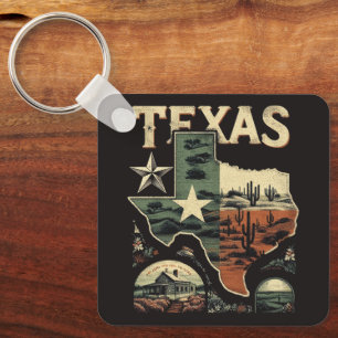 Retro Texas Key Ring