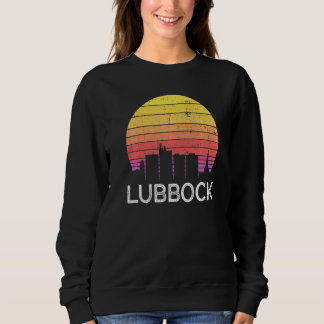 Retro Texas Lubbock Skyline Vintage Urban Building Sweatshirt