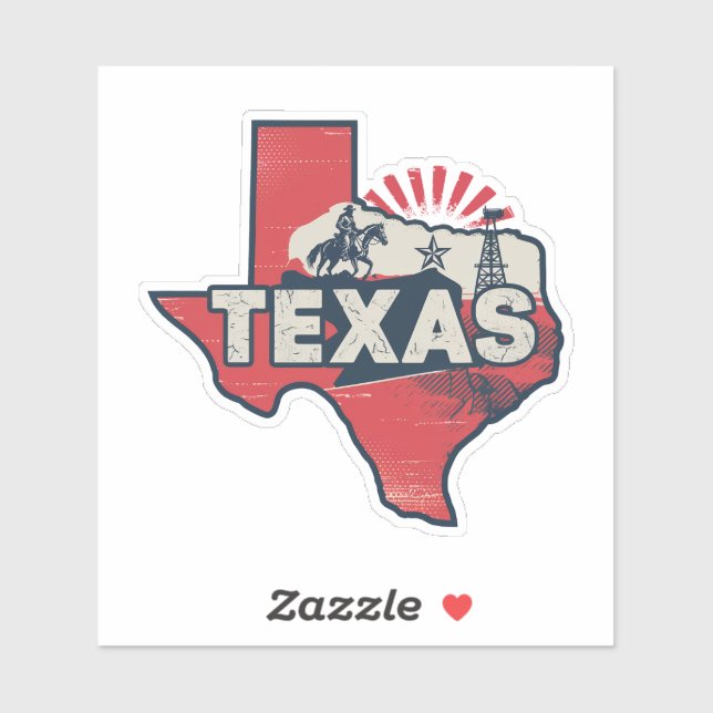 Retro Texas State Car Sticker (Sheet)