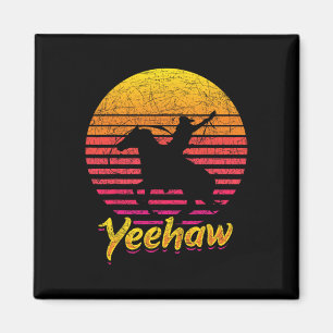 Retro Texas Western Cowboy Yeehaw Horseback Riding Magnet