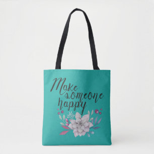 Retro Text Design: Make someone happy Tote Bag