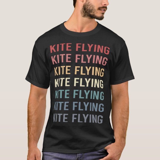 Retro Text Kite Flying T-Shirt (Front)