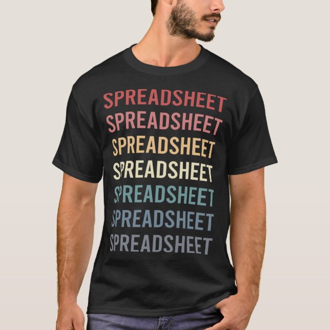 Retro Text Spreadsheet Spreadsheets T-Shirt (Front)