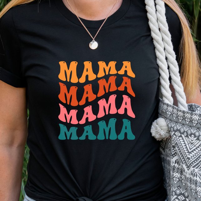 Retro Text Wavy Mama  T-Shirt (Creator Uploaded)