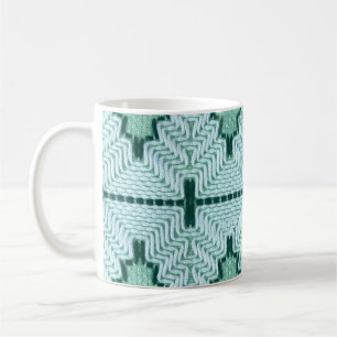 Retro textile yarn couching, graphic pulse. coffee mug