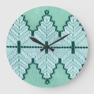 Retro textile yarn couching, graphic pulse. large clock