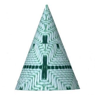 Retro textile yarn couching, graphic pulse. party hat