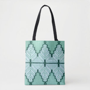 Retro textile yarn couching, graphic pulse. tote bag