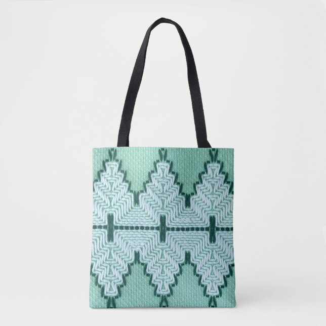 Retro textile yarn couching, graphic pulse. tote bag (Front)