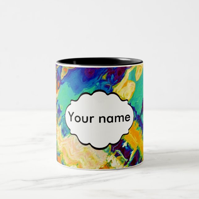 Retro texture abstract design Two-Tone coffee mug (Center)