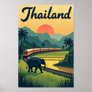 Retro Thailand Poster – Train Journey