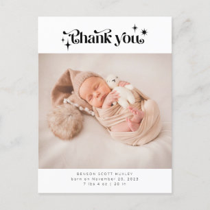 Retro Thank You Baby Photo Birth Announcement Postcard