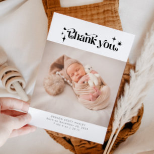 Retro Thank You Birth Announcement Card