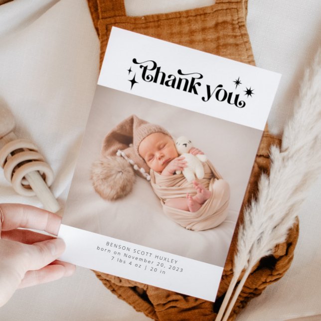 Retro Thank You Birth Announcement Card (Creator Uploaded)