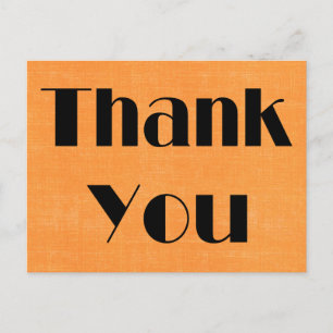 Retro Thank You Black & Orange Watercolor Postcard