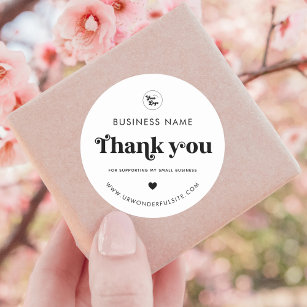 Retro Thank you for Supporting Small Business Logo Classic Round Sticker
