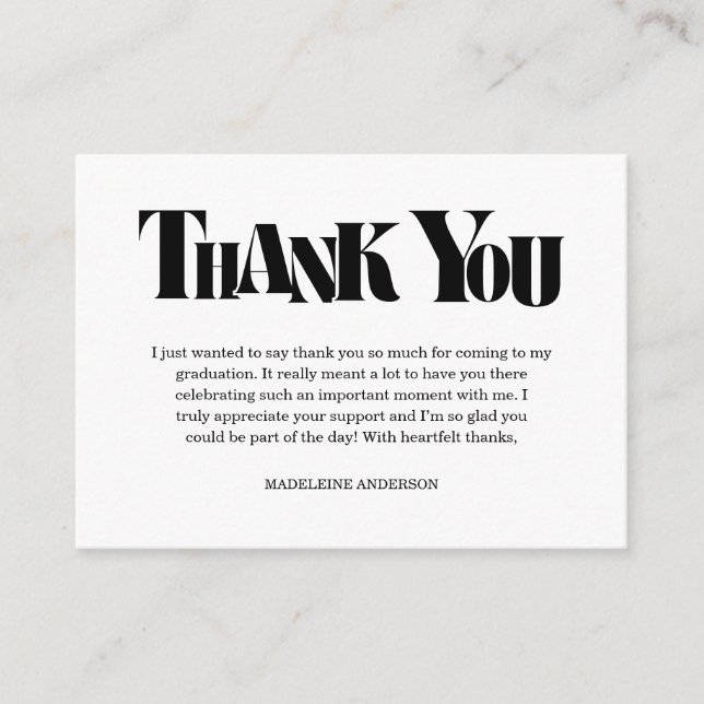 Retro Thank You Graduation Black Chequerboard Enclosure Card (Front)