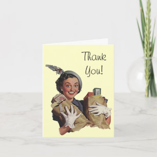 Retro Thank You note Card groceries gifts packages