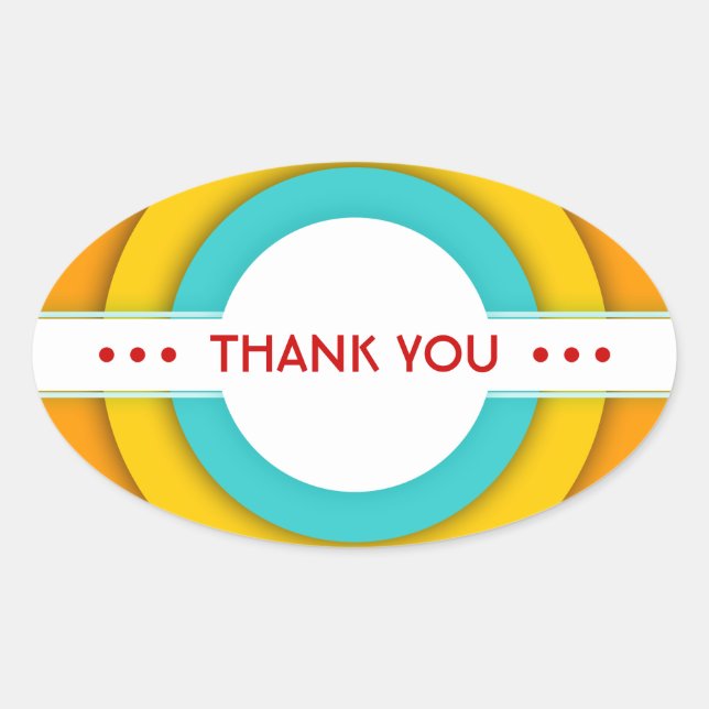 retro THANK YOU Oval Sticker (Front)