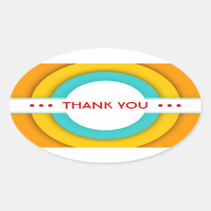 retro THANK YOU Oval Sticker