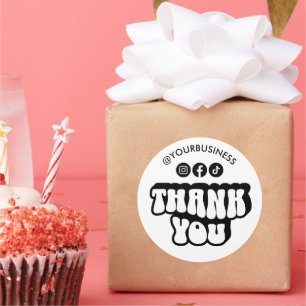 Retro Thank You Social Media Handle Small Business Classic Round Sticker