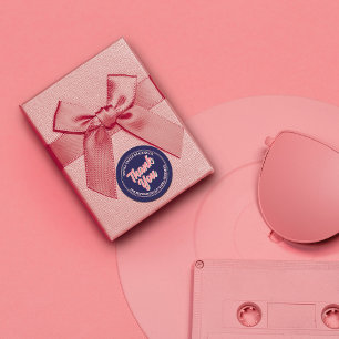 Retro "Thank You" Typography Cool Business Classic Round Sticker