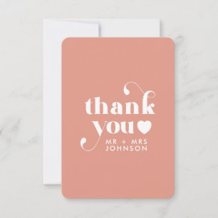 Retro Thank You Wedding Photo Dusty Pink Card